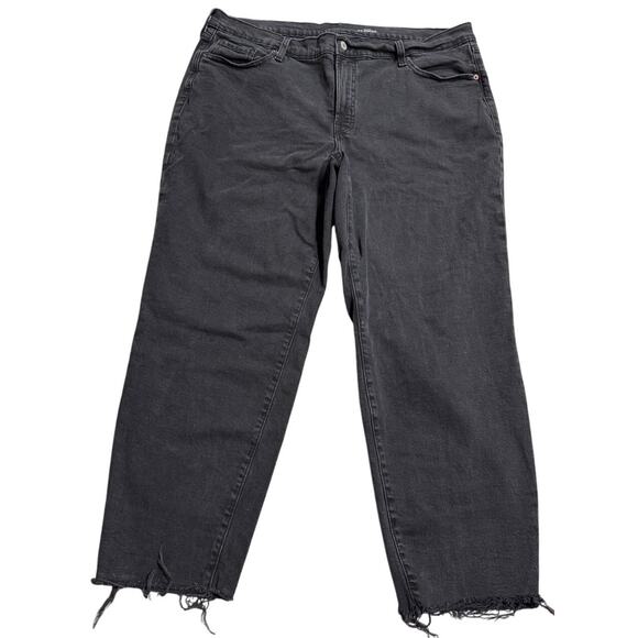 Old Navy Jeans High Rise OG Straight Raw Hem Womens Plus Size 22 Faded Black - Picture 1 of 11